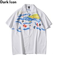 Dark Icon White Graffiti Hawaiian Shirts Street Mens Polo Shirt Summer Light Weight Cool Material