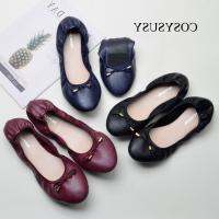 COD DSFGERTGYERE Women Leather Soft Foldable Shoes Driving Flat Shoes Comfortable Maternity Casual Shoes