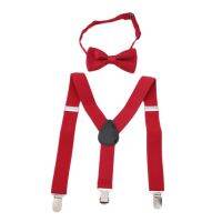 Mode Shop เด็กเด็กหนุ่มๆสาวๆสีทึบคลิปบน suspenders ยืดหยุ่นปรับจัดฟันด้วยน่ารักโบว์ผูกเด็กโบว์ผูก