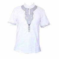 Dashiki White African clothing Fashion Mens High Quality Embroidery Design Muslim T-shirt Cool Outfit Tops