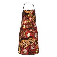 Russia Matryoshka Doll Bib Apron Women Men Chef Tablier Cuisine for Cooking Kitchen Russian Folk Art Babushka Pattern Painting