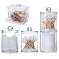 Acrylic Makeup Organizer Cotton Swabs Qtip Container Cosmetic Makeup Cotton Pad Organizer Jewelry Storage Box(Empty Box)