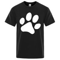 White Cat Paw Print Men T Shirt Cotton Tshirt Pattern Breathable Clothes Gildan