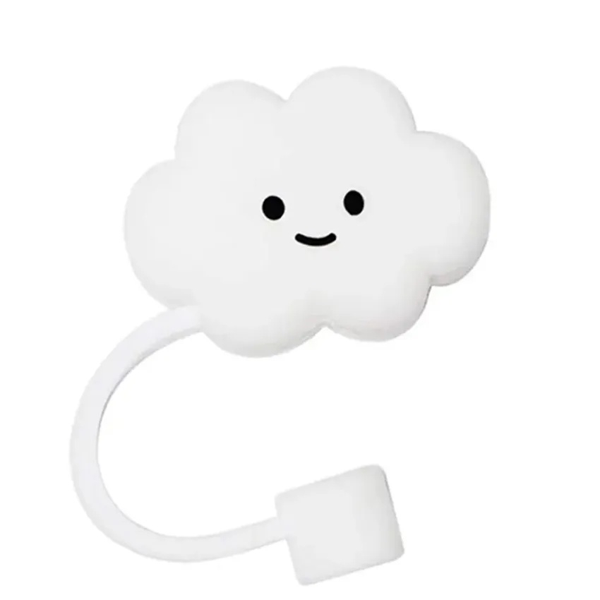 Cute Cloud Straw Tips Cover, Kawaii Smiling Cloud Straw For Straws