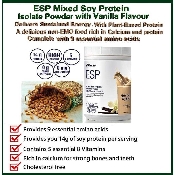 Shaklee ESP Mixed Soy Protein Isolate Powder with Vanilla Flavour (850