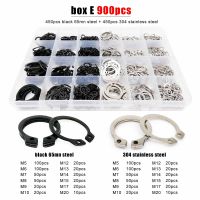 【DT】hot！ Set Bermacam-macam 250/900Pc M5 M20 Baja Karat Hitam 65mn Bantalan Poros Penahan Klip Jepret Cincin Melingkar Eksternal Tipe C