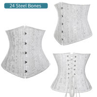 2021Steampunk Corset Women Plus Size 24 steel boned Sexy Gothic Bustier Waist Cincher Belt Underbust Lace Top Tummy Slimming Sheath