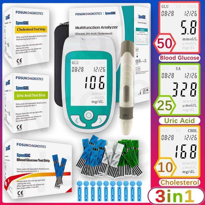 Hotxunzhui0721513372 3in1 MultiFunction Cholesterol Blood Glucose Uric