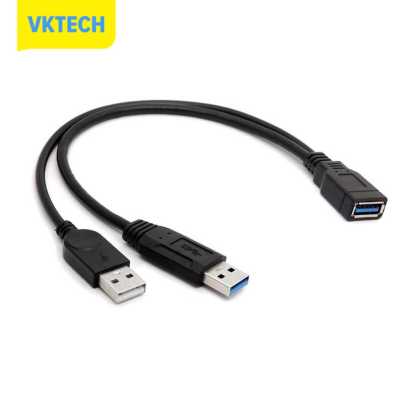 [Vktech] USB 3.0หญิงกับประเภท USB คู่ชายข้อมูลพลังงานพิเศษ Y สายพ่วงสีดำ