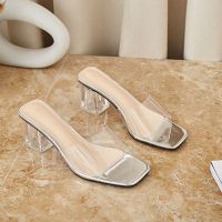 Transparent Sandals Outer Wear 2023 New Toe Heel Fashion Medium Thick