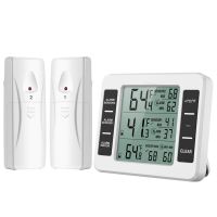 Wireless digital refrigerator alarm thermometer refrigerator home indoor outdoor sensor thermometer clock battery powered