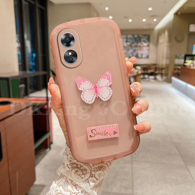 เคสมือถือ OPPOA78นิ่มโปร่งใสผีเสื้อกลิตเตอร์น่ารัก5G เคสซิลิโคนใสสำหรับปกป้องเลนส์ OPPO A78 2023