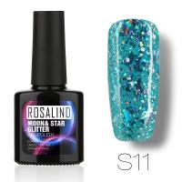 ROSALIND Moon &amp; Star Glitter สียาทาเล็บเจล 3D กริตเตอร์ พระจันทร์ ดวงดาว Gel Polish Soak Off UV LED (10ml )  Nail Gel Long Lasting Nail Art Manicure ดวงจันทร์ ดาวสดใส #S10