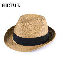 FURTALK Summer Sun Straw Hat for Women Men Panama Hat Casual Straw Cap with Webbing Belt