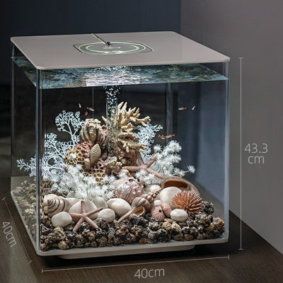 ปลาทองระบบนิเวศขนาดเล็กถังห้องนั่งเล่นที่เงียบสงบ Guppy Aquaponic กล่องปลาอะคริลิโต๊ะกุ้ง Aquario อุปกรณ์ตู้ปลา