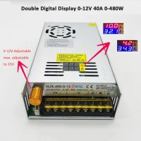 New/2022 Original﹍  Double Digital Display Adjustable Switching Power Supply 0 12V 40A 480W HJS 480 0 12 DC voltage regulator Transformer HJS-480-0-12