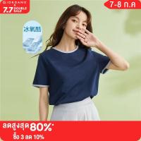 GIORDANO Women T-Shirts High-Tech Cooling Contrast Color Summer Tee Short Sleeve Crewneck Simple Fashion Casual Tshirts 13323312