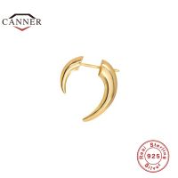 CANNER 1 Pc Real 925 Sterling Silver Creative Glossy Horn Stud Earrings For Women Piercing Earring Ear Buckle Jewelry Pendientes