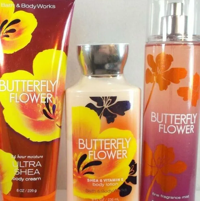 Bath And Body Works Butterfly Flower Body Cream Mist Lotion 3 Pcs Set