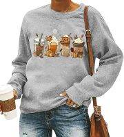 MYCHTE Halloween Pumpkin Latte Sweatshirt Women Casual Long Sleeve Crewneck Pullover Tops Coffee Lover Fall Season Shirts