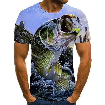 2022 Hip Hop Short Sleeve Unisex Tops &amp; Tees Summer 3D Printed Fish Pattern Men And Women Casual T-Shirt