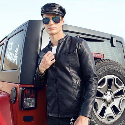 ZZOOI Spring Autumn Faux Leather Jacket Mens Casual PU Jackets Motorcycle Coats Male Clothes Solid Business Coat Men Brand 3-1