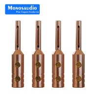 4Pcs Monosaudio Top Selling B80 Pure Copper/Gold/Rhodium Plated Banana Plug Hi-end Grade Adapter Connector Terminal Jack