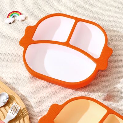 Kid Bowl Dishes With Handle Set Lunch Box Baby Noodles Rice Feeding Bowl Silicon Solid Color Snack Divided Plate Tableware