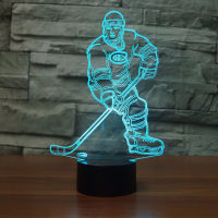 Ice Hockey Player 3D Led Lamp 7 Color Changing Light Remote Touch Table Lamp Acrylic Night Light for Kids Bedside Lamp Canadiens