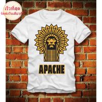 Wew23e23 เสื้อยืด ผ้าฝ้าย พิมพ์ลาย APACHE INDIAN INDIANER RETRO VINTAGE AMERICAN MOTORCYCLE สีขาว สไตล์คลาสสิก สําหรับผู