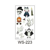 รอยสักฮาโลวีนสำหรับเด็กเรืองแสงรอยสักสีเข้มกันน้ำปลอมสติกเกอร์รอยสักเรืองแสงศิลปะบนเรือนร่างการ์ตูนสัก105*60มม.