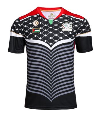 เสื้อผ้าบาสเกตบอลคุณภาพสูง 16-17 Palestinian away football kits with male Palestine Rugby jersey