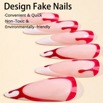 Halloween Blood Drop Press-on Nail Novel Design Reusable Long Lasting Fake Nail for Lady Beauty Nail Makeup