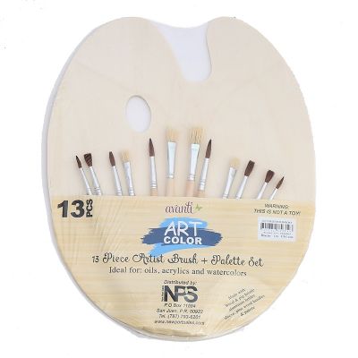 Wooden Oval Palette Oil Painting Gouache Watercolor Tray Student Brush Set Suitable for Beginners Art Painting Supplies