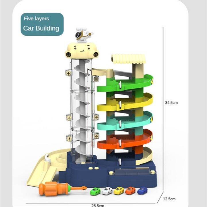 bs-toy-electric-diy-track-building-sliding-construction-racing-car-slot-garage-city-parking-toy-with-3xaa-battery