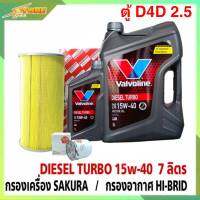 ชุดเปลี่ยนถ่าย รถตู้D4D 2.5 น้ำมันเครื่องดีเซล Valvoline DIESEL TORBO 15W-40 ขนาด 6+1L. กึ่งสังเคราะห์ แถมฟรี! (ก.SAKURA + อ.H/B)