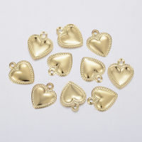 10pc 304 Stainless Steel Charms Puffed Heart Real 18K Gold Plated 10x8x0.8mm Hole: 1mm