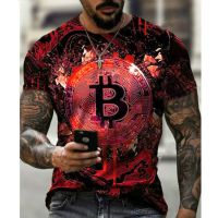 2023 In stock Summer Mens T-Shirt European And American Street  Trending Bitcoin Gold  3D Clothes, Men，Contact the seller to personalize the name and logo