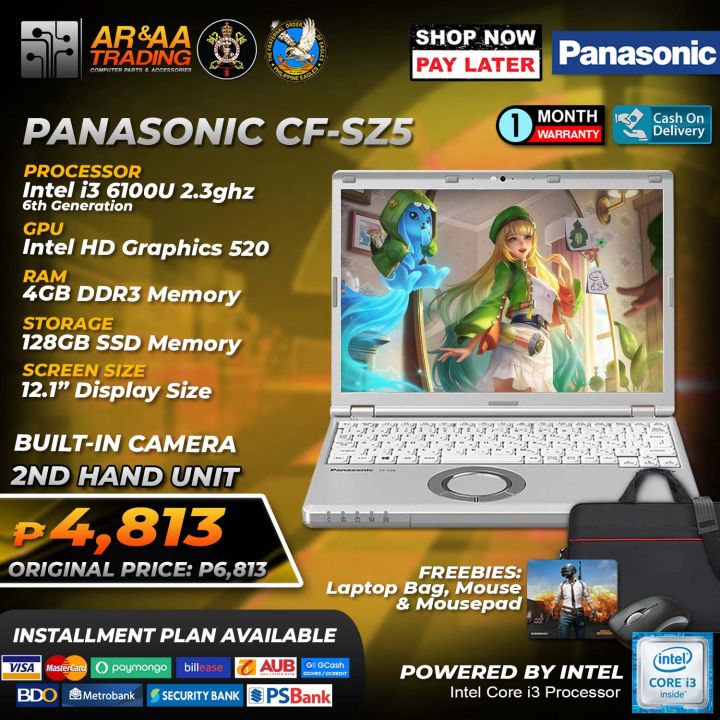 Laptop PANASONIC CF-SZ5 Intel Core i3 6100U 2.3ghz 4gb 128gb SSD (6th