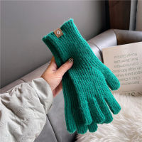 2021 new Winter Women Cashmere Knitted Gloves Autumn Hand Warmer Thicken Lining Full Fingered Mittens Skiing long Wrist Gloves