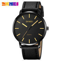 SKMEI ขนาดใหญ่แบบ Dial Quartz นาฬิกายอดนิยมแบรนด์หรูนาฬิกาควอตซ์ผู้ชายสายหนังกันน้ำธุรกิจลำลองสำหรับบุรุษนาฬิกาข้อมือนาฬิกา