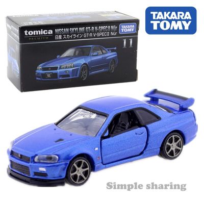 Takara Tomi Tomica Premium 11 Nissan Skyline Gt-R V-Specii Nur 1:62มอเตอร์รถยนต์ลูกเต๋าของเล่นรถยนต์ทำจากโลหะ