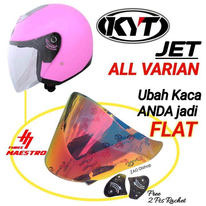 Kaca Helm KYT JET Visor Helmet FLAT venom open TEBAL PREMIUM by Three