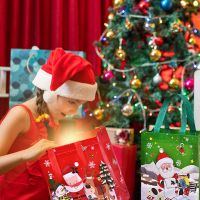 ถุงหูหิ้วซานต้าคอส ถุงหูหิ้ว ถุงขนม ถุงกระดาษของขวัญ ถุงของขวัญถุงกระดาษซานต้าคอส กระเป๋าห่อคริสต์มาส คละลาย