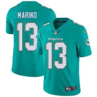 Men Miami Dolphins 13 Dan Marino Jersey Green White เสื้อกีฬาผู้ชาย เสื้ออเมริกันฟุตบอล เสื้อรักบี้ เสื้อกีฬา เสื้อบอล เสื้อกีฬาชาย ชุดฟุตบอลชาย