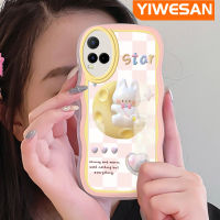 เคส JIUMOO สำหรับ VIVO Y21 2021 Y21G Y21s Y33s Y21a Y21t T1x 4G กระแสแฟชั่น Moon And Rabbit เคสโทรศัพท์สีดีไซน์ด้านข้างฝาครอบ Lensa Kontak เคสป้องกันแบบบางเคสกันกระแทก