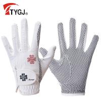 TTYGJ Golf ผู้หญิงเหมาะสำหรับถุงมือหนัง PU มือซ้ายและขวาอนุภาคซิลิโคนระบายอากาศ1คู่กันลื่นเหมาะสำหรับถุงมือ