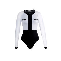 B&amp;W BODYSUIT ECO COLLECTION ชุดว่ายน้ำบอดี้สูทแขนยาวสีดำขาว ซับในทั้งตัวมีฟองน้ำในตัว ผ้ากัน UV UPF 50+