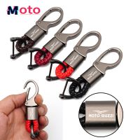 For Moto Guzzi V85tt V7iii V9 V7 V11 Breva 750 850 1100 Motorcycle Accessories Hand Woven Leather Keychain Metal Keyring