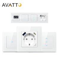 AVATTO Tuya WiFi EU Standard Smart Light Switch Curtain Switch Socket，With USB/Type-C Port Remote Control With Alexa Google Home Shoes Accessories